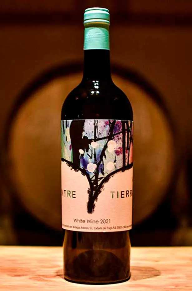 Botella de vino blanco Entre Tierras 2021