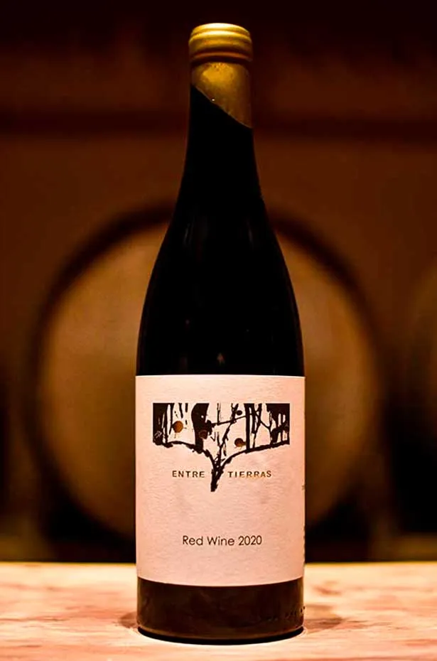 Botella de vino tinto Entre Tierras 2020